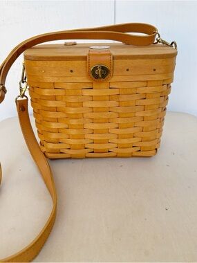Longaberger Basket 1996 Shoulder Handbag Leather Strap Protector & Liner